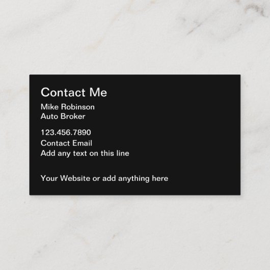 Classy Glossy Exotic Auto Broker Visitenkarte (Rückseite)