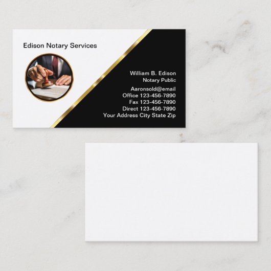 Classy Glossy Notary Public Visitenkarte (Vorne/Hinten)