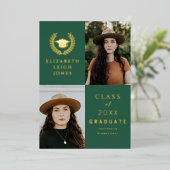 Classy Gold Abschluss Foto Einladung (Stehend vorne)