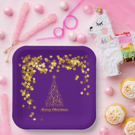 Classy Gold Abstrakte Weihnachtsbaumplatte Pappteller (Party)