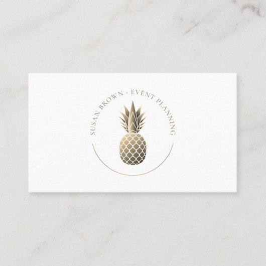 Classy Gold Ananas Logo Business Card Visitenkarte (Vorderseite)