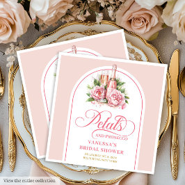 Classy Gold and Blush Petals and Prosecco Napkins Serviette