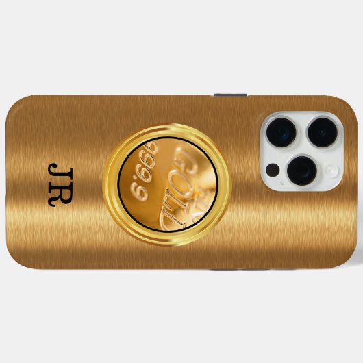 Classy Gold Bar Theme Monogram Case-Mate iPhone Hülle (Rückseite (Horizontal))
