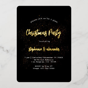Classy Gold Black Christmas Party Luxus Folieneinladung