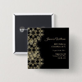 Classy Gold & Black Damask 40. Geburtstag Button
