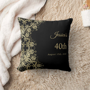 Classy Gold & Black Damask 40. Geburtstag Kissen