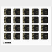 Classy Gold & Black Damask 40. Geburtstag Quadratischer Aufkleber (Blatt)