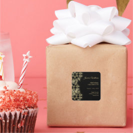 Classy Gold & Black Damask 40. Geburtstag Quadratischer Aufkleber