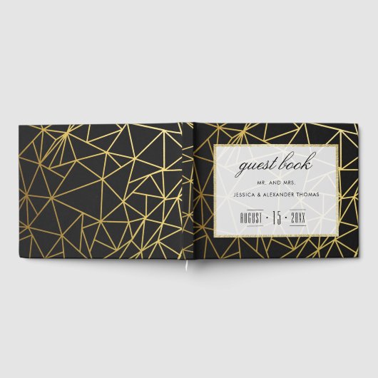 Classy Gold & Black Wedding Gästebuch (Voll)