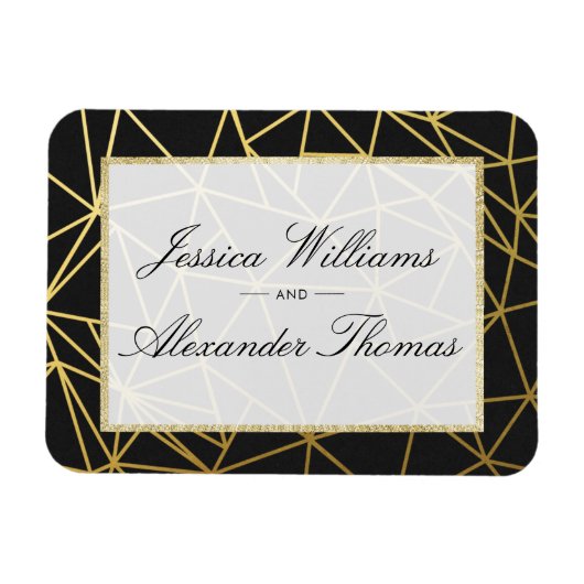 Classy Gold & Black Wedding Magnet (Horizontal)