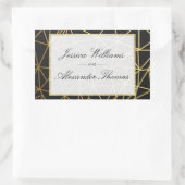 Classy Gold & Black Wedding Rechteckiger Aufkleber (Tasche)