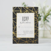 Classy Gold & Black Wedding RSVP Karte (Stehend Vorderseite)
