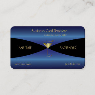 Classy Gold Blue Metallic Barkeeper Visitenkarte