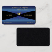 Classy Gold Blue Metallic Barkeeper Visitenkarte (Vorne/Hinten)