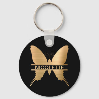 Classy Gold Butterfly Add Name Monogram Custom Schlüsselanhänger
