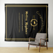 Classy Gold Cap Laurel Wreath Grad Party Back Drop Wandteppich (Beispiel (Horizontal))
