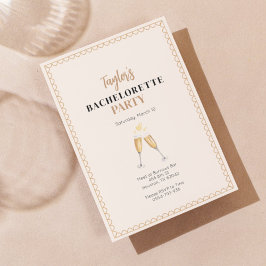 Classy Gold Champagne Bachelorette Einladung