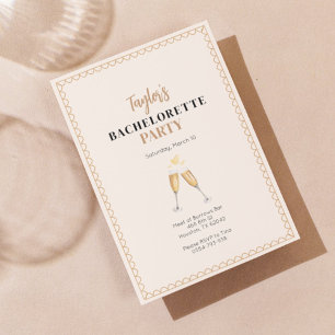Classy Gold Champagne Bachelorette Einladung