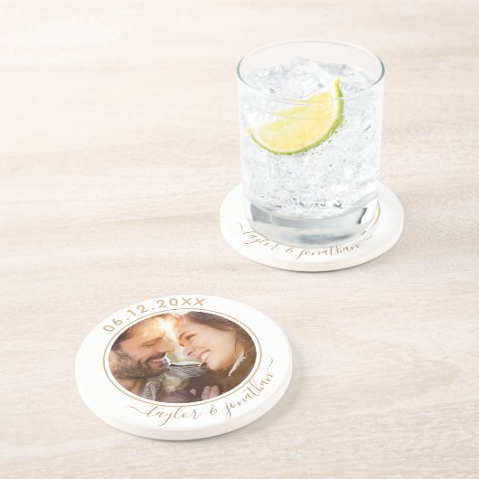 Classy Gold Chic Modernes Hochzeitsszeitsfest Pers Getränkeuntersetzer (Seite)