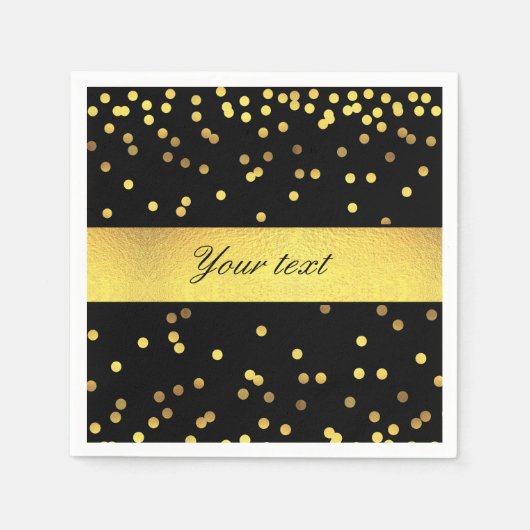 Classy Gold Confetti Black Serviette (Vorderseite)