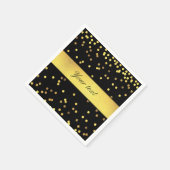Classy Gold Confetti Black Serviette (Ecke)