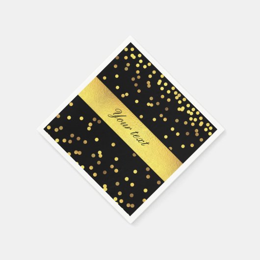 Classy Gold Confetti Black Serviette (Ecke)