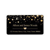 Classy Gold Confetti Dots Black Wedding Dekor Adressaufkleber (Vorne)