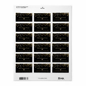 Classy Gold Confetti Dots Black Wedding Dekor Adressaufkleber (Vorne)