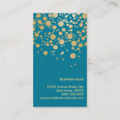 Classy Gold Confetti Dots - Retro Aquamarin Blue Visitenkarte (Rückseite)