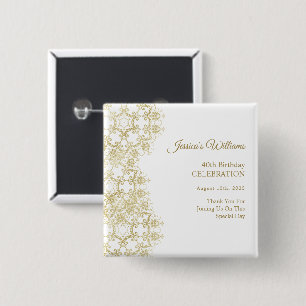 Classy Gold Damask 40. Geburtstag Button
