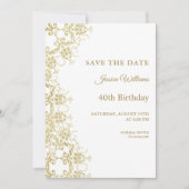 Classy Gold Damask 40. Geburtstag Save The Date (Vorderseite)
