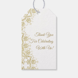 Classy Gold Damask Geburtstag Geschenkanhänger