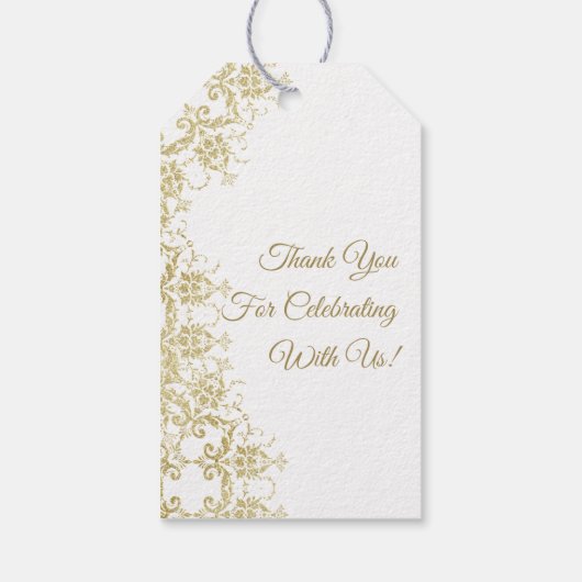 Classy Gold Damask Geburtstag Geschenkanhänger (Rückseite)