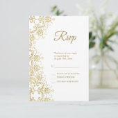 Classy Gold Damask Geburtstag RSVP Karte (Stehend Vorderseite)