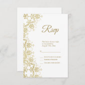 Classy Gold Damask Geburtstag RSVP Karte (Vorne/Hinten)