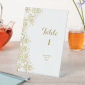 Classy Gold Damask Geburtstags-Tischnummer Sockelschild (In Situ)