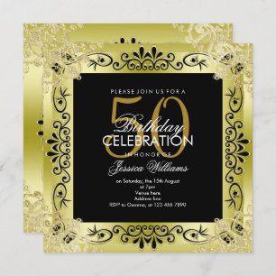 Classy Gold Decorative Gerahmt 50. Geburtstag Einladung
