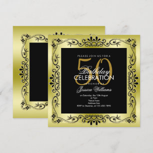 Classy Gold Decorative Gerahmt 50. Geburtstag Einladung