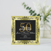 Classy Gold Decorative Gerahmt 50. Hochzeit Einladung (Stehend Vorderseite)