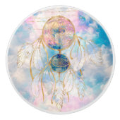 Classy Gold Dreamcatcher Rainbow Wolken Sky Design Keramikknauf (Vorderseite)