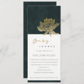 CLASSY GOLD EMERALD GREEN LOTUS FLORAL BABY SHOWER EINLADUNG (Vorne/Hinten)