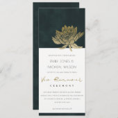 CLASSY GOLD EMERALD GREEN LOTUS FLORAL VOW RENEWY EINLADUNG (Vorne/Hinten)