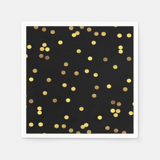 Classy Gold Foil Confetti Black Serviette (Vorderseite)