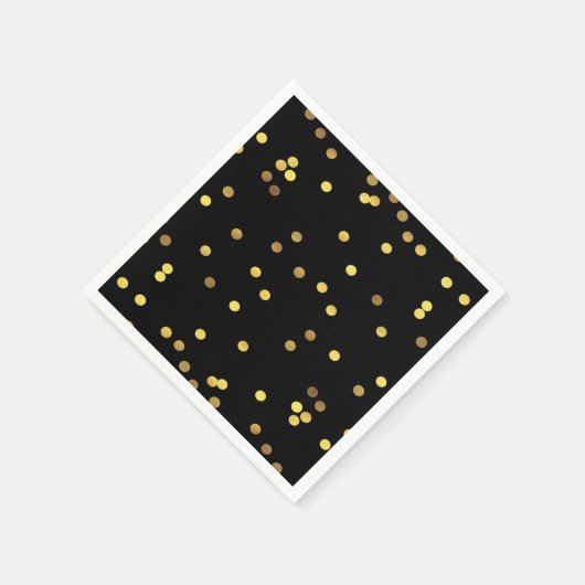 Classy Gold Foil Confetti Black Serviette (Ecke)