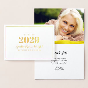 Classy Gold Foil Foto Abschluss Danke Karte