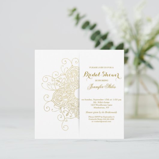 Classy Gold Foil Look Mandala Minimalistisch Einladung (Stehend Vorderseite)