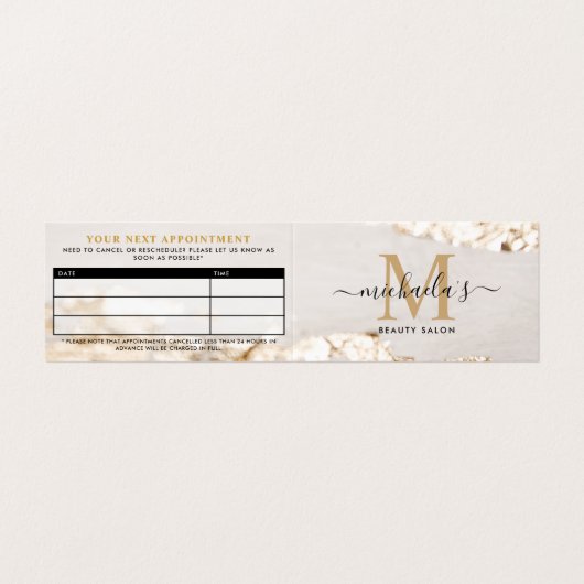 Classy Gold Foil Monogram Termin/Loyalität Visitenkarten (Außenseite Aufgefaltet)