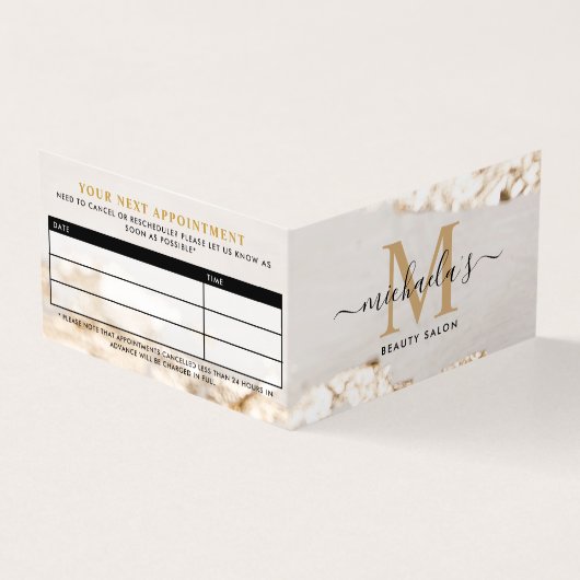 Classy Gold Foil Monogram Termin/Loyalität Visitenkarten (Vorderseite)
