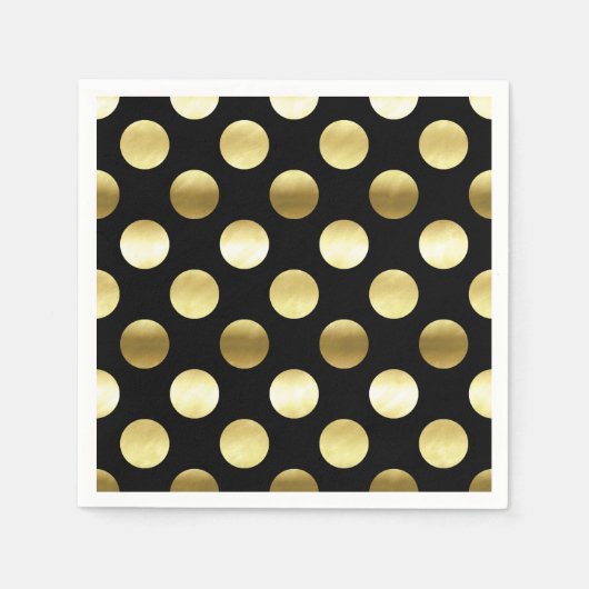 Classy Gold Foil Polka Dots Black Serviette (Vorderseite)