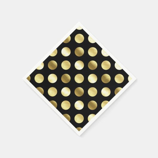 Classy Gold Foil Polka Dots Black Serviette (Ecke)